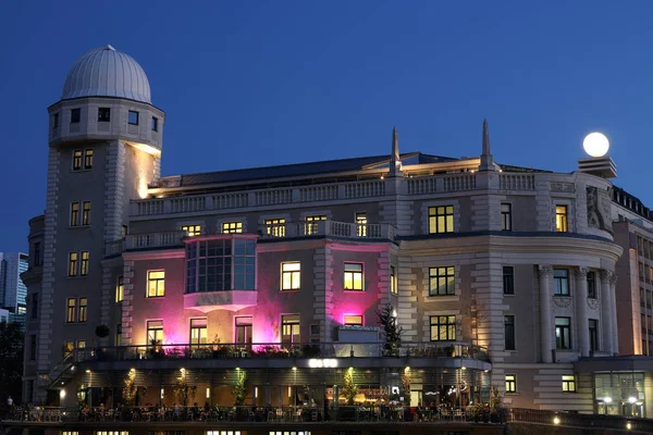 Urania observatory by night in Vienna Austria — Stockfoto