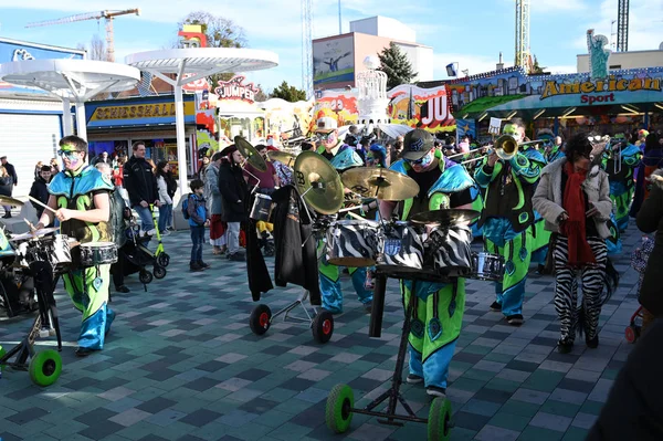 Vienna Austria 2020 Fasching Music Orchestra Drums Trumpets Prater Amusement — Stockfoto