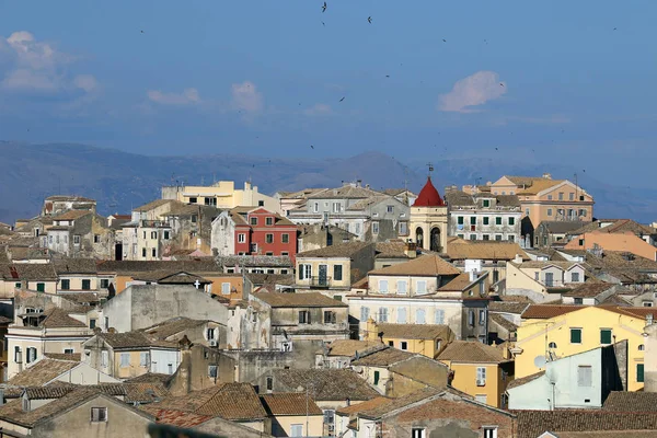 Korfu kasabası Kerkyra Yazın Yunanistan 'da 