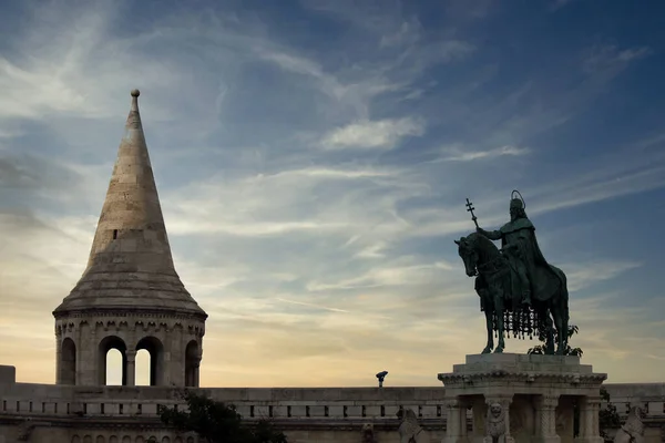 Statua Mattia Nel Castello Buda Budapest Ungheria — Foto Stock