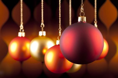 Desen arka plan üzerinde Noel baubles