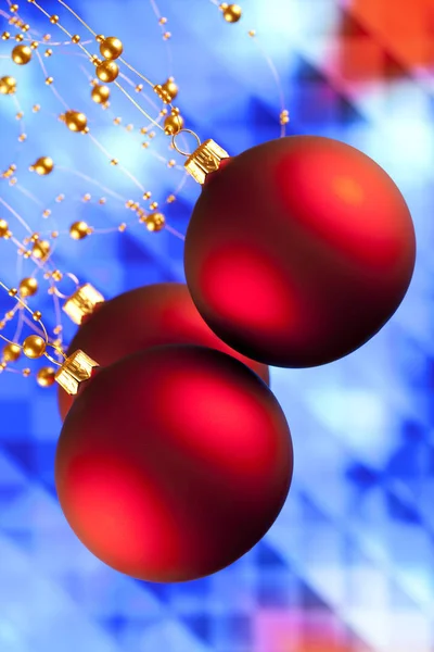 Red Christmas baubles on abstract background — Stock Photo, Image