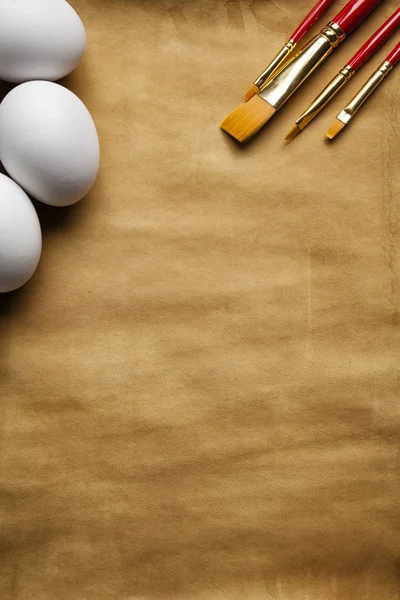 Handmade Paper Sheet White Eggs Brushes — Stock Photo, Image