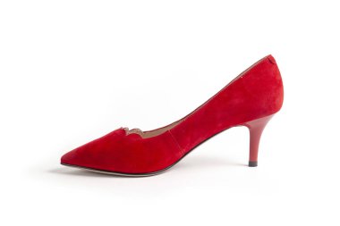 Beyaz arka plandaki kadın ayakkabıları izole edilmiş. Boşluk metnini kopyala