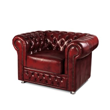 Deri Chester kahverengi kanepe beyaz üzerine izole