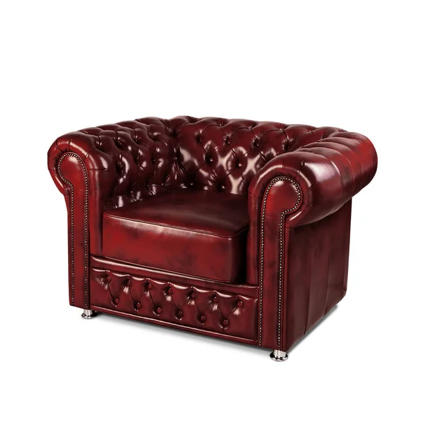 Deri Chester kahverengi kanepe beyaz üzerine izole