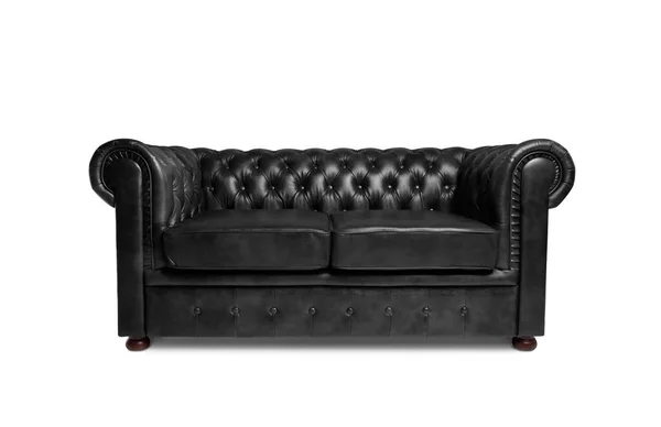 Leather Chester Black Sofa Isolated White Stock Photo