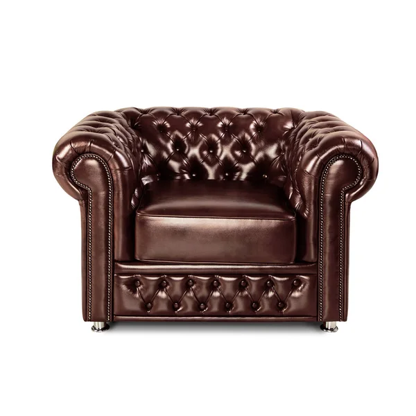Leather Chester Brown Sofa Isolated White Royalty Free Stock Photos