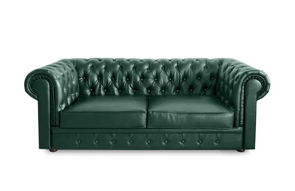 Leather Chester Green Sofa Isolated White Royalty Free Stock Images