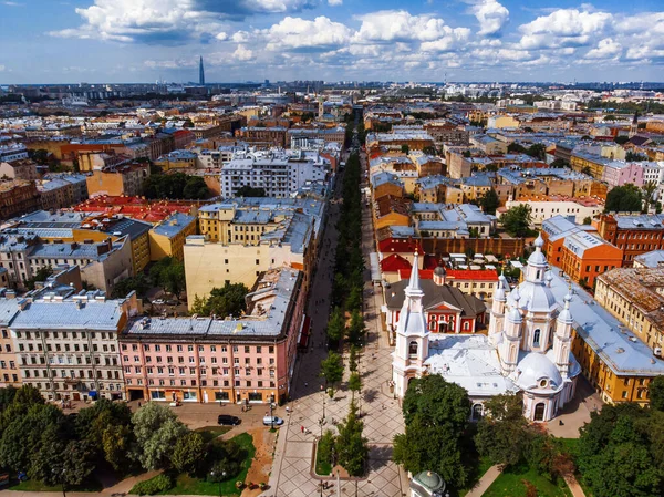 Vanuit Lucht Uitzicht Een Stad Centrum Geschoten Drone Een Zonnige — Stockfoto