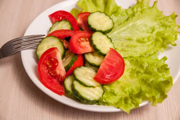 Ensalada Vegetariana Tomate Pepino —  Fotos de Stock