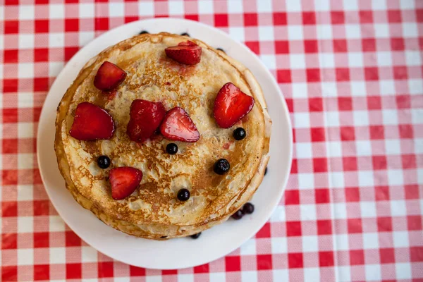 Thin Pancakes Crispy Crust Maslenitsa Pancakes Breakfast Carnival — Stock Photo, Image