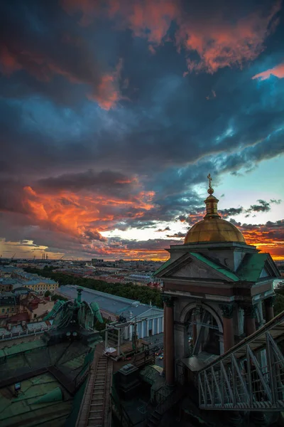 Zonsondergang Uitzicht Vanaf Sint Izaäckuskathedraal Sint Petersburg Rusland — Stockfoto