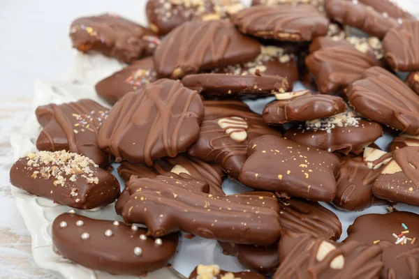 Pasteles Pan Jengibre Glaseados Con Chocolate — Foto de Stock