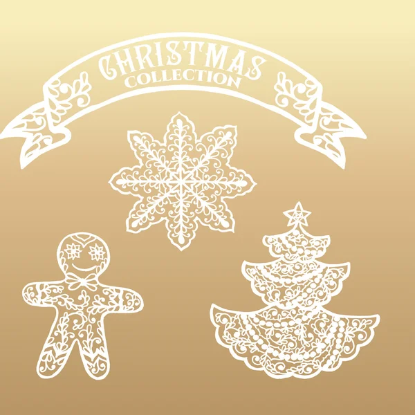 Christmas collection. Icons with mandala ornament. — Stock vektor