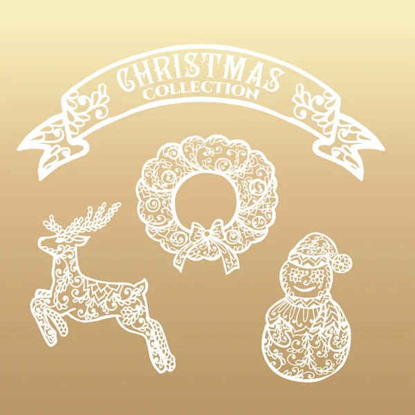 Christmas collection. Icons with mandala ornament. — ストックベクタ