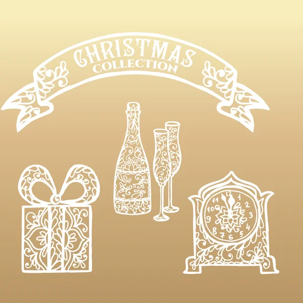 Collection de Noël. Icônes avec ornement mandala . — Image vectorielle