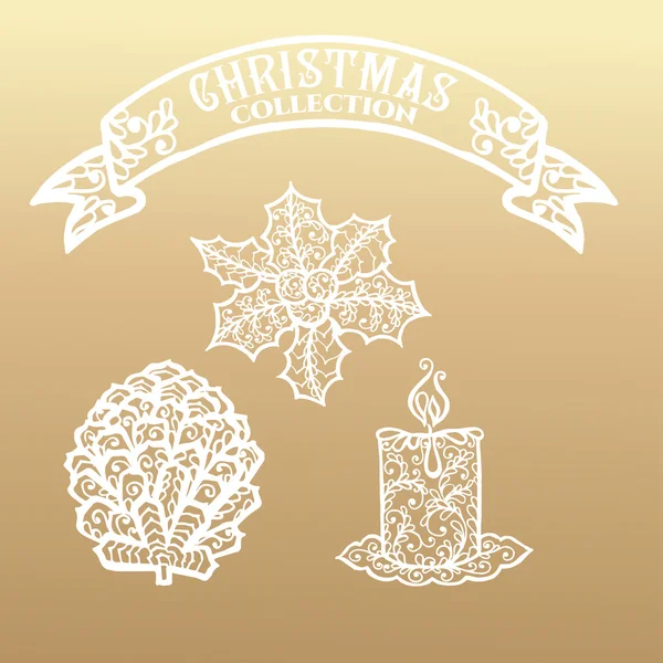 Christmas collection. Icons with mandala ornament. — Stockový vektor
