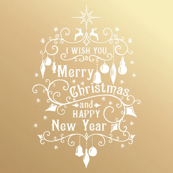 Feliz Navidad y Feliz Año Nuevo. Tarjeta de felicitaciones de oro . — Archivo Imágenes Vectoriales