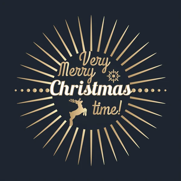 Very Merry Christmas time lettering. Golden Congratulations card. — Stock Vector