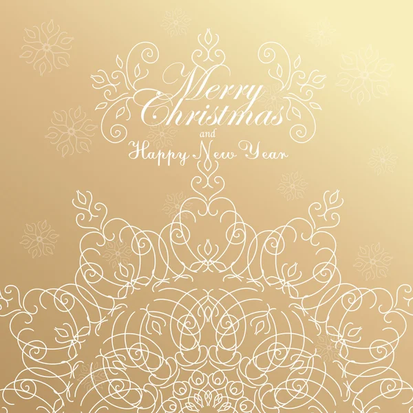 Merry Christmas and Happy New Year. Golden Congratulations card. — Stock Vector