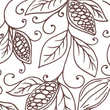 Hand drawing background of cocoa beans clipart
