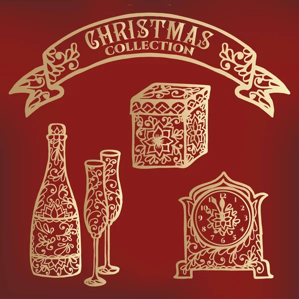 クリスマスのシンボルのカリグラフィ コレクション. — ストックベクタ