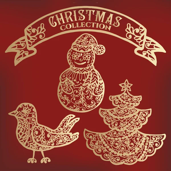 Collection calligraphique de symboles de Noël . — Image vectorielle
