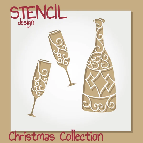 Set van Stencil ontwerpsjablonen. Kerst collectie. — Stockvector