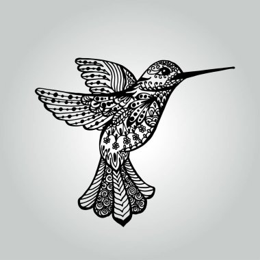 Soyut doodle uğultu-kuş. Yabani hayvanlar ve bitkiler koleksiyonu.