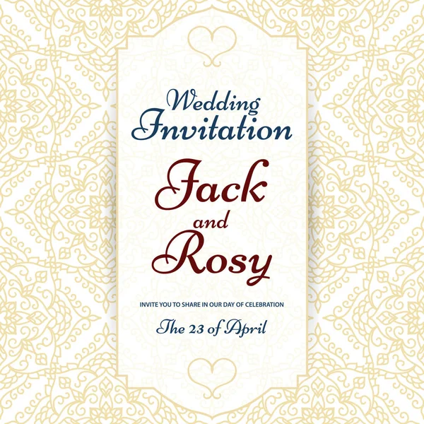 Arabic style wedding invitation — Stock Vector
