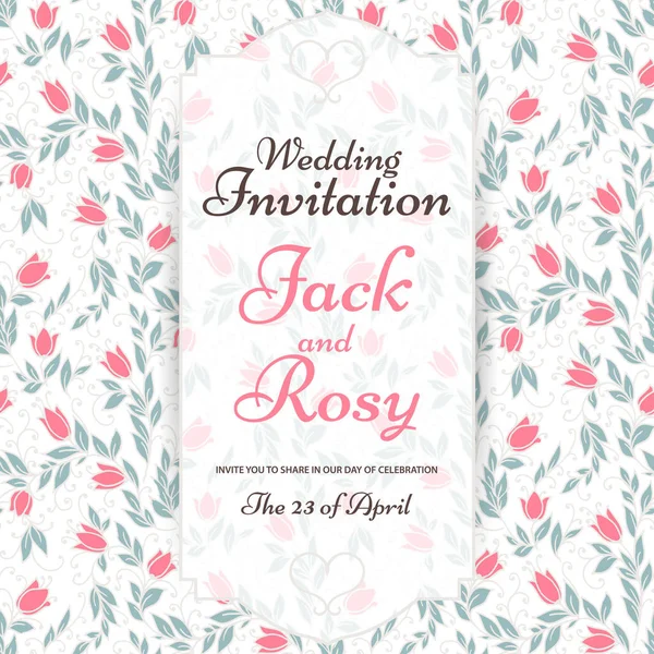 Floral style wedding invitation — Stock Vector