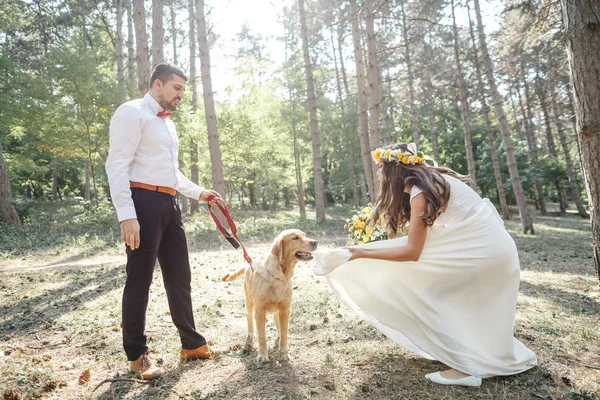 damat gelini ve köpeği ile