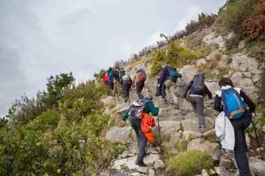 Sentiero Degli Dei, İtalya - 14 Ocak 2018: Agerola Amalfi Coast, 