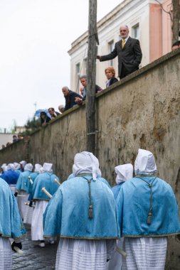 Procida, İtalya - Nisan 11, 2009 - Procida'nın Good Friday alayı olduğunu Campania en ünlü Paskalya'nın kutlama: 