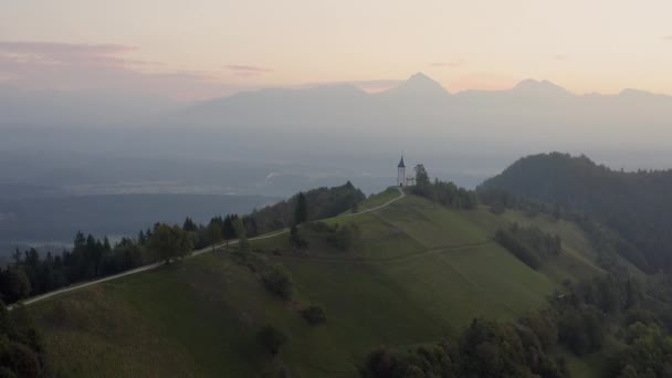 Jamnik Eslovênia Vista Aérea Igreja Primoz Eslovênia Perto Jamnik Com — Vídeo de Stock