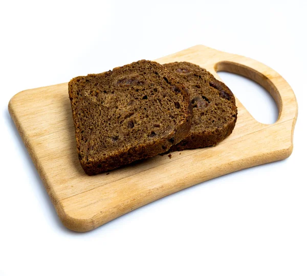 Pieces Brown Bread White Background — Stock Photo, Image