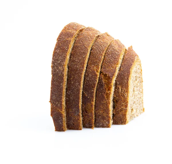 Many Pieces Isolated Brown Bread White Background — Stock Photo, Image