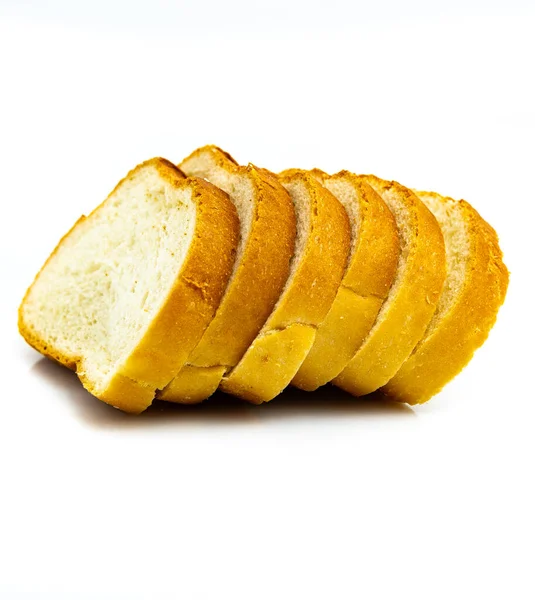 Pieces Bread White Background — Stock Photo, Image