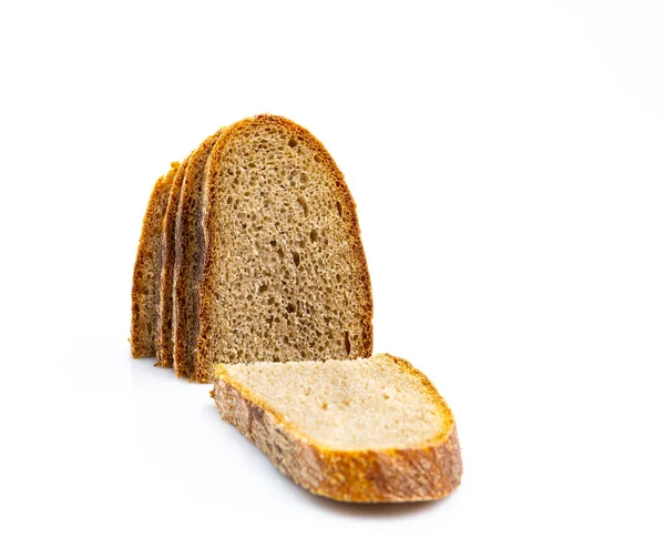 Many Pieces Isolated Brown Bread White Background — Stock Photo, Image