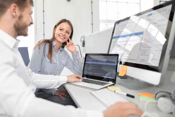 Developing Programming Coding Technologies Website Design Programmer Working Software Develop — Stock Photo, Image