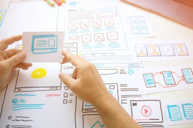 Website young designer Creative planning application  draft sketch drawing template layout framework wireframe design studio