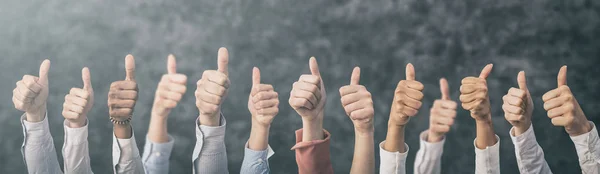 Hands Showing Thumb Symbol Concept Winning People Winners — Stock Photo, Image