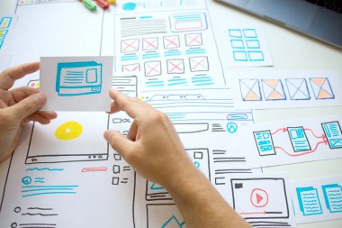 Website young designer Creative planning application  draft sketch drawing template layout framework wireframe design studio