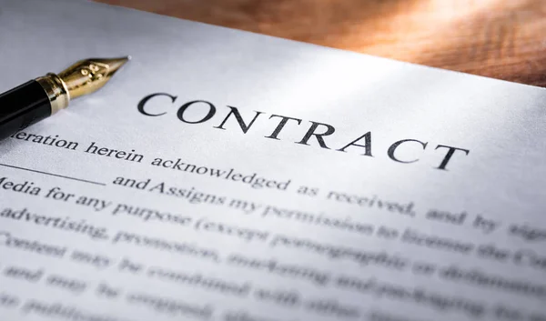 Business Contract Pen Desk Business Finance Concept — Stockfoto