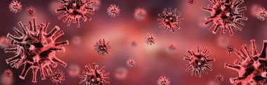 Grip COVID-19 virüs hücresi görüntüsü. Coronavirus Covid 19 salgın salgını geçmişi. Pandemik sağlık riski 3 boyutlu illüstrasyon konsepti.