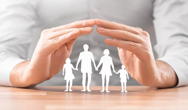 Hands Cut Out Paper Silhouette Table Family Care Concept — Stock Photo, Image