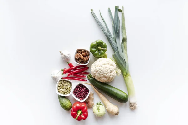 Top View Fresh Group Vegetables White Background Copy Space Royalty Free Stock Photos