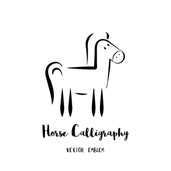 Vector Horse Calligraphy Emblème — Image vectorielle