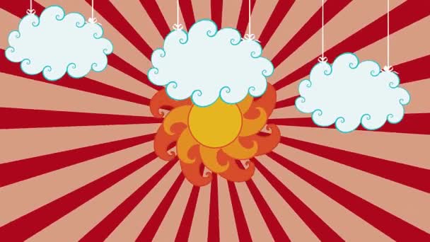 Цикл анимации облаков и солнца — стоковое видео
